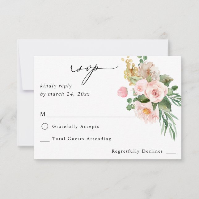 Champagne & Pink Floral no Repas RSVP 2 (Devant)
