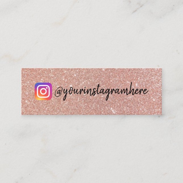 Champagne Pink Glitzer Instagram Mini Visitenkarte (Vorderseite)