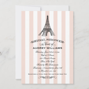 Champagne Pink Paris Eiffel Tower Brautparty Einladung