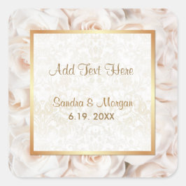 Champagne Pink Rose Elegance Quadratischer Aufkleber