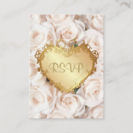 Champagne Pink Rose Floral Wedding RSVP Begleitkarte