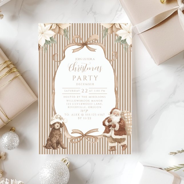 Champagne Poinsettia Christmas Einladung (Von Creator hochgeladen)