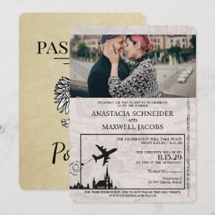 Champagne Polen Pass Einladung Hochzeit