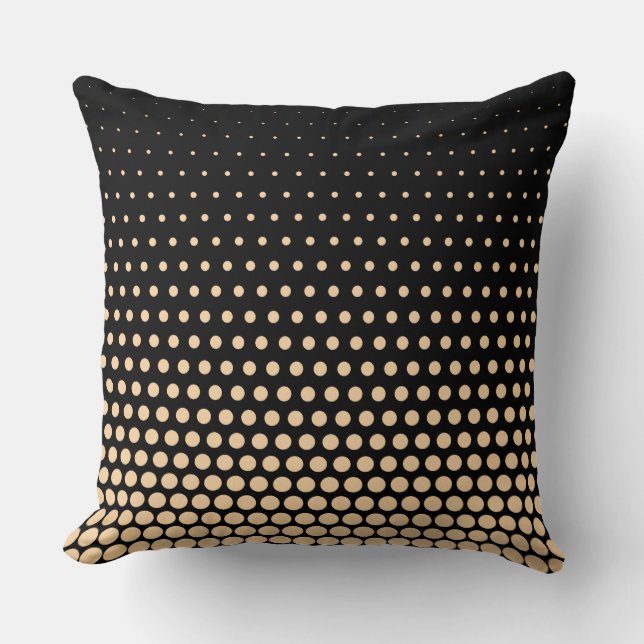 Champagne Polka Dot Modern Black Kissen (Vorderseite)