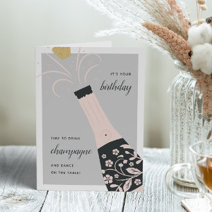 Champagne Pop   Birthday Greeting Card