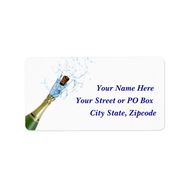 Champagne Popping Adressaufkleber (Vorne)
