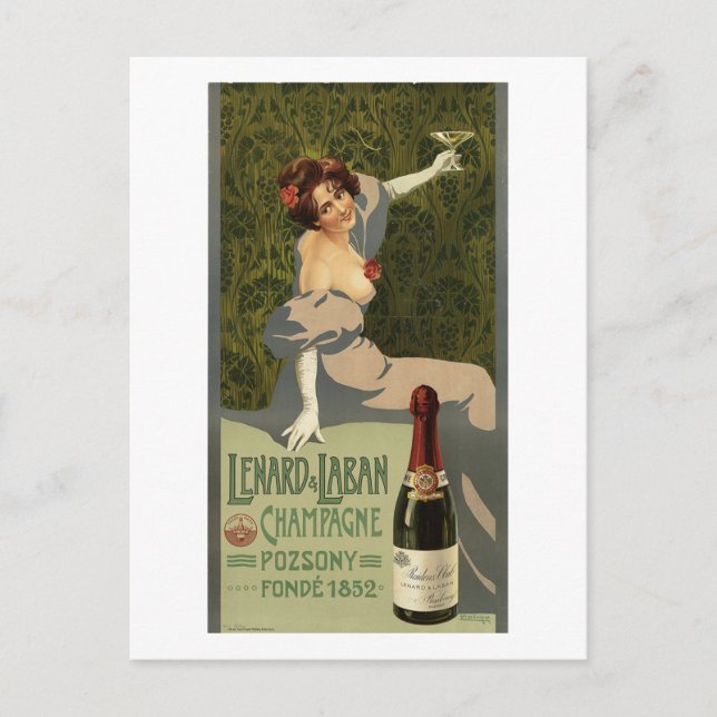 Champagne, Publicité, Femme, Carte Postale Vintage (Devant)