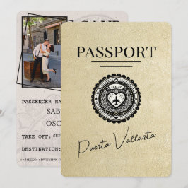 Champagne Puerta Vallarta Passport Save the Date
