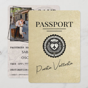 Champagne Puerta Vallarta Passport Save the Date