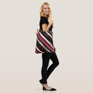Champagne Rosa Burgund Rot Schwarz Streifen   Tasche