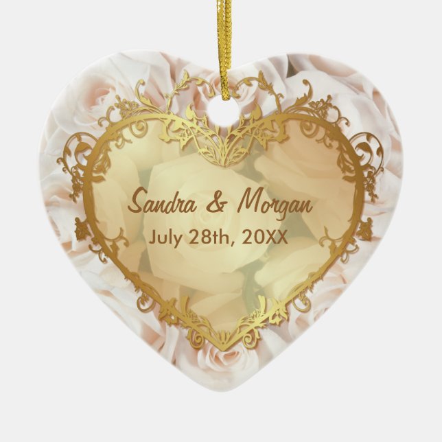Champagne Rosa Elegance 2 Seite Keramik Ornament (Vorne)