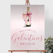 Champagne Rosa Galentines Brunch Willkommen