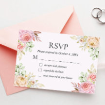Champagne Rose Chic Wedding RSVP Card