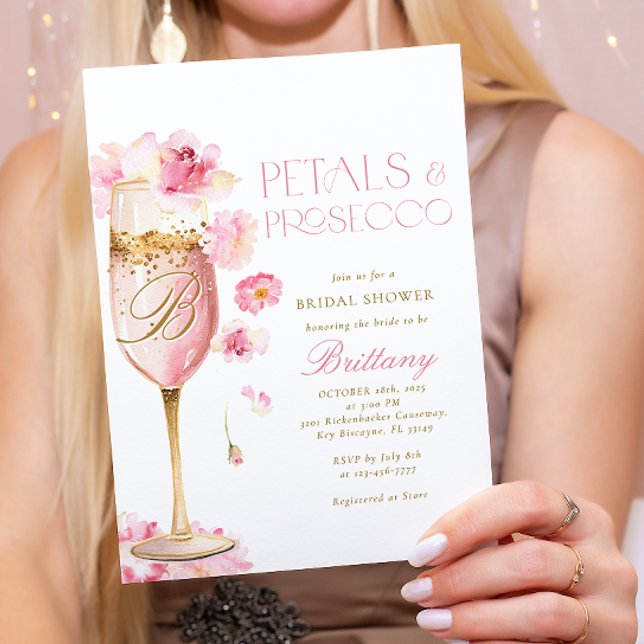 Champagne rose Floral Bridal Douche Invitation (Créateur téléchargé)