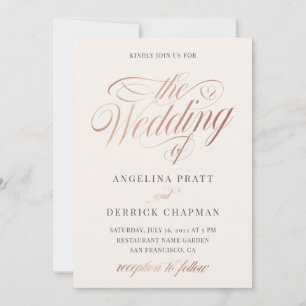 Champagne Rose Gold Ivory Calligraphy Wedding Invi Einladung