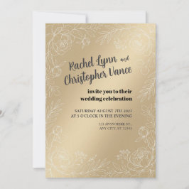 Champagne-Satin-Hochzeitseinladung mit botanischem Einladung