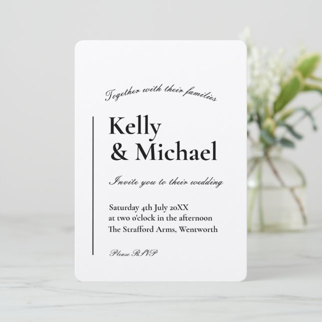 Champagne Shimmer Typografy Wedding Einladung (Stehend Vorderseite)