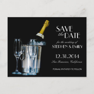 Champagne-Silvester formal Save the Date Ankündigungspostkarte
