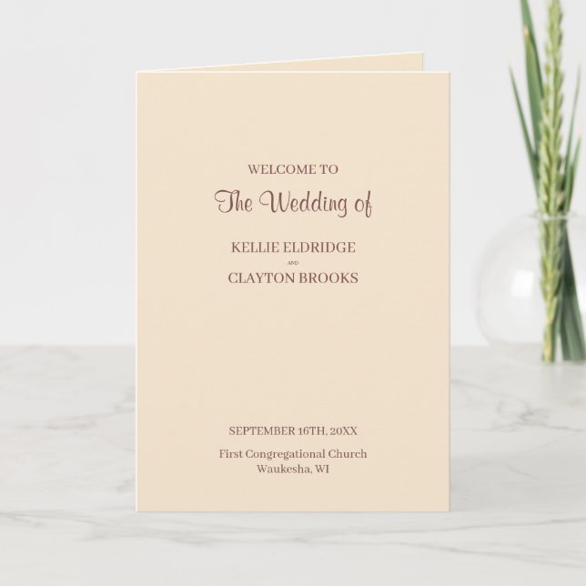 Champagne Simple Wedding Folding Programm (Vorderseite)