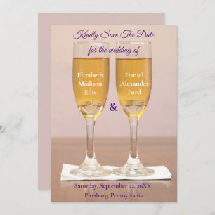 Champagne Simple Wedding Rings Save the Date
