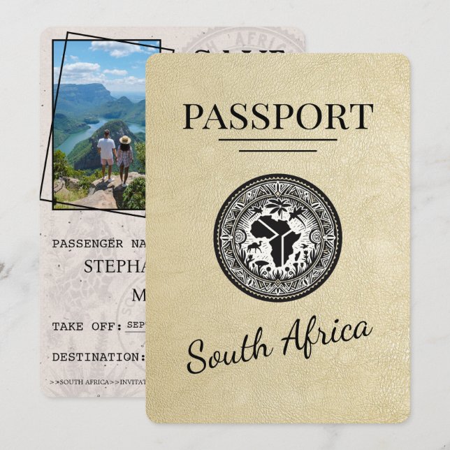 Champagne South Africa Passport Save The Date (Vorne/Hinten)