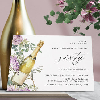 Champagne | Spaß Elegant Frauen 60. Geburtstag Einladung