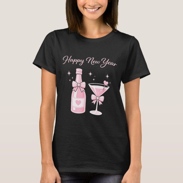 Champagne Swea Martini Coquette Happy New Year Par T-Shirt (Vorderseite)