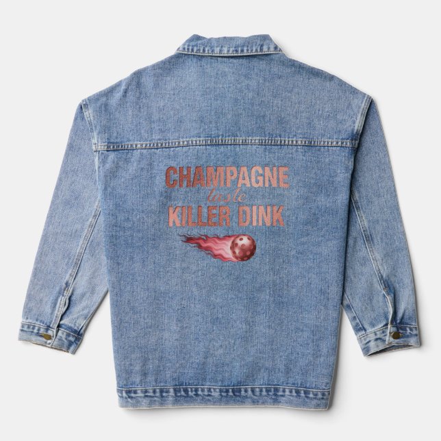 Champagne Taste Killer Dink - Rose Gold Pickleball Jeansjacke (Rückseite)