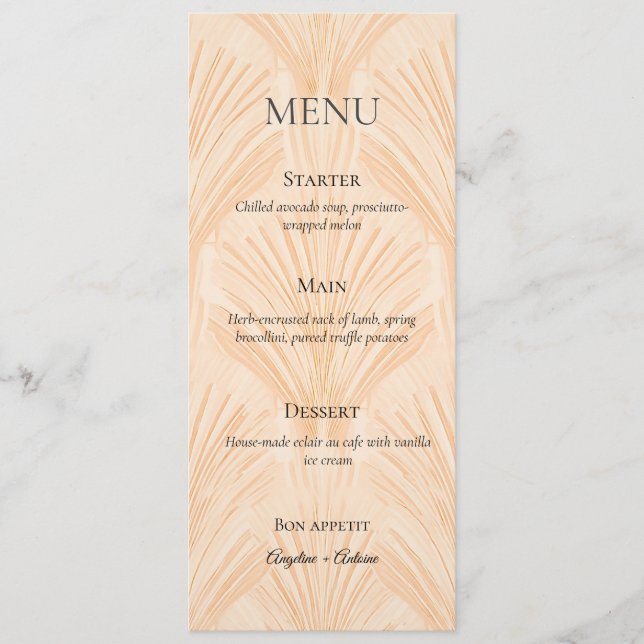 Champagne Tastes Elegant Minimalist Menükarte (Vorderseite)