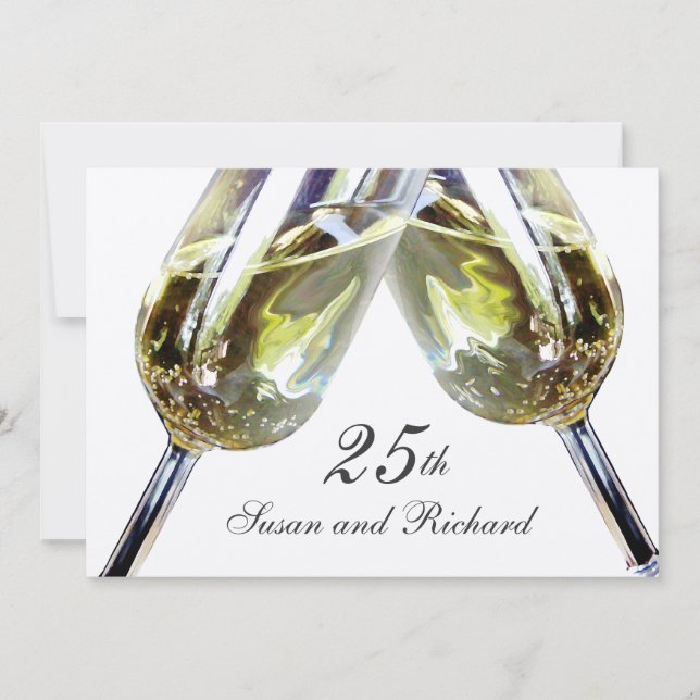 Champagne Toast 25 Jahre Einladung (Vorderseite)