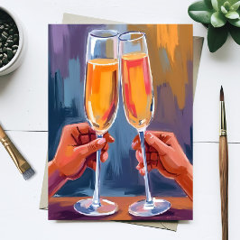 Champagne Toast | Celebratory Watercolor Painting Postkarte