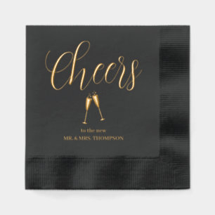 Champagne Toast Cheers Foil Napkins Servietten Mit Folie