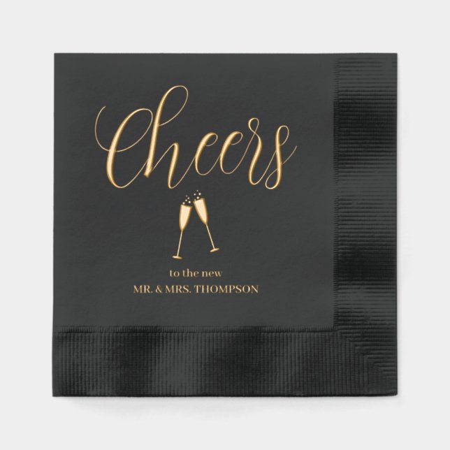 Champagne Toast Cheers Foil Napkins Servietten Mit Folie (Vorderseite)