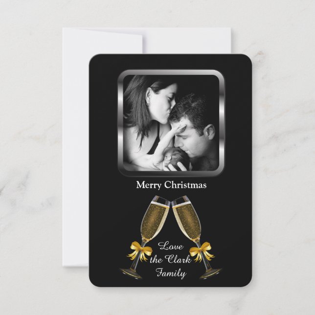 Champagne Toast Elegant Custom Photo Einladung (Vorderseite)