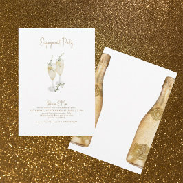Champagne Toast Gold Text Engagement Party Einladung