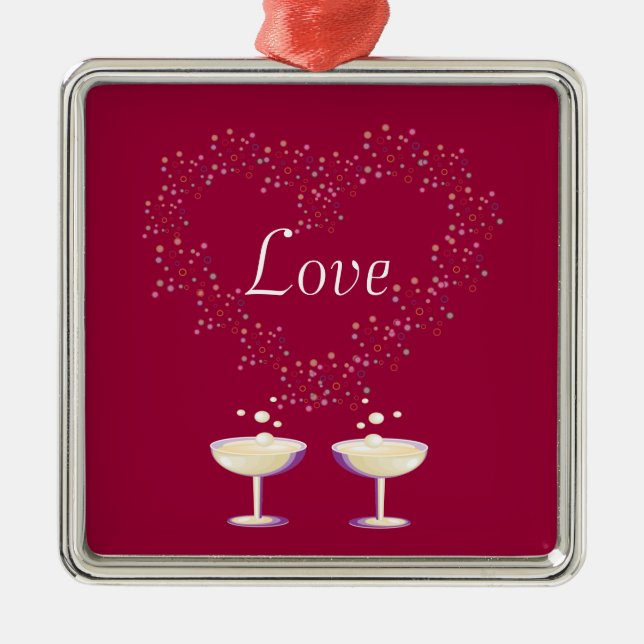 Champagne Toast Ornament Aus Metall (Vorne)