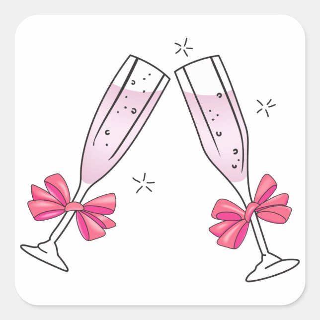 Champagne Toast Quadratischer Aufkleber (Vorderseite)