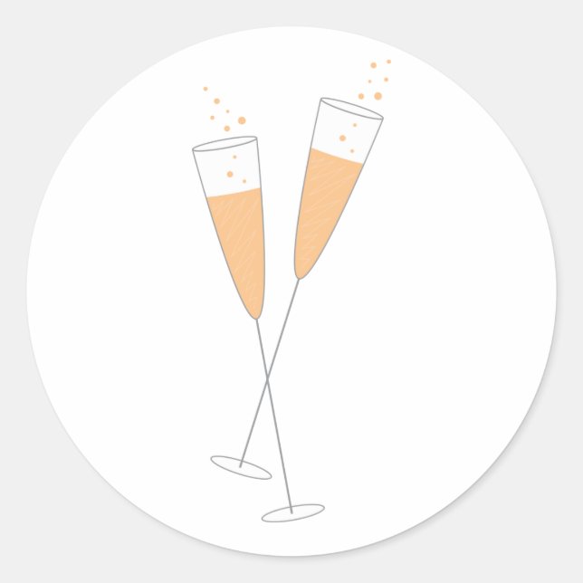Champagne Toast Runder Aufkleber (Vorderseite)