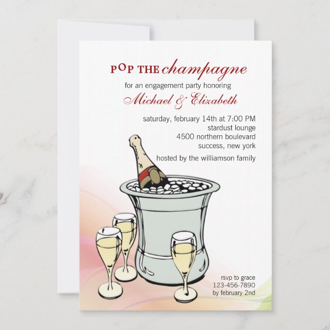 Champagne-Toast-Verlobungs-Party Einladung (Vorderseite)