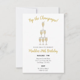 Champagne Tower Birthday Invites Dankeskarte