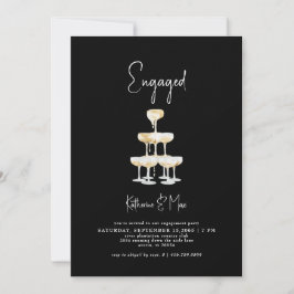 Champagne Tower Black Engagement Party Einladung