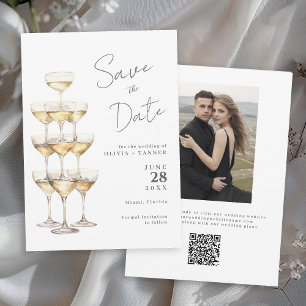 Champagne Tower Einfaches Elegantes Foto Save the Date