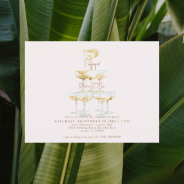 Champagne Tower Gold Text Blush Engagement Party   Postkarte