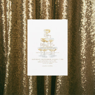 Champagne Tower Gold Text Wedding II Einladung