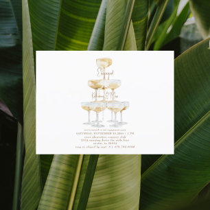 Champagne Tower Gold Text White Engagement Party  Postkarte