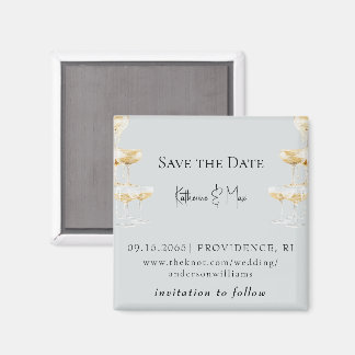 Champagne Tower Icy Blue Wedding Save the Date Magnet