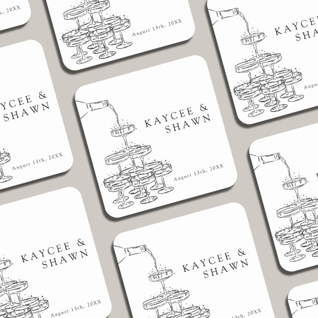 Champagne Tower Wedding Coasters Rechteckiger Pappuntersetzer (Von Creator hochgeladen)