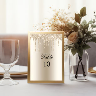 Champagne-Tröpfchen-Glitter-Hochzeit-Tischnummer Einladung