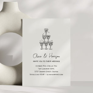 Champagne-Turm-Doodle mit individuellem Namen zur Einladung