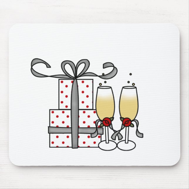 Champagne und Geschenke Mousepad (Vorne)